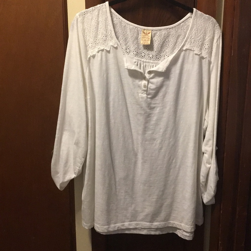 White tabbed sleeve blouse